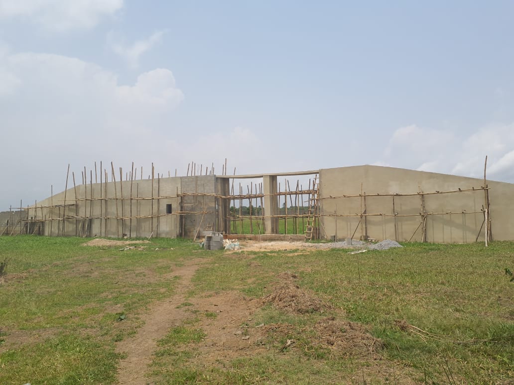 Construction site with building foundation