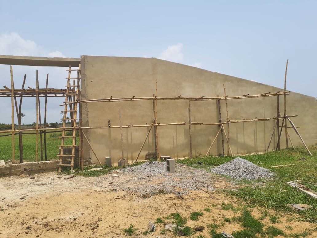 Construction site with scaffolding